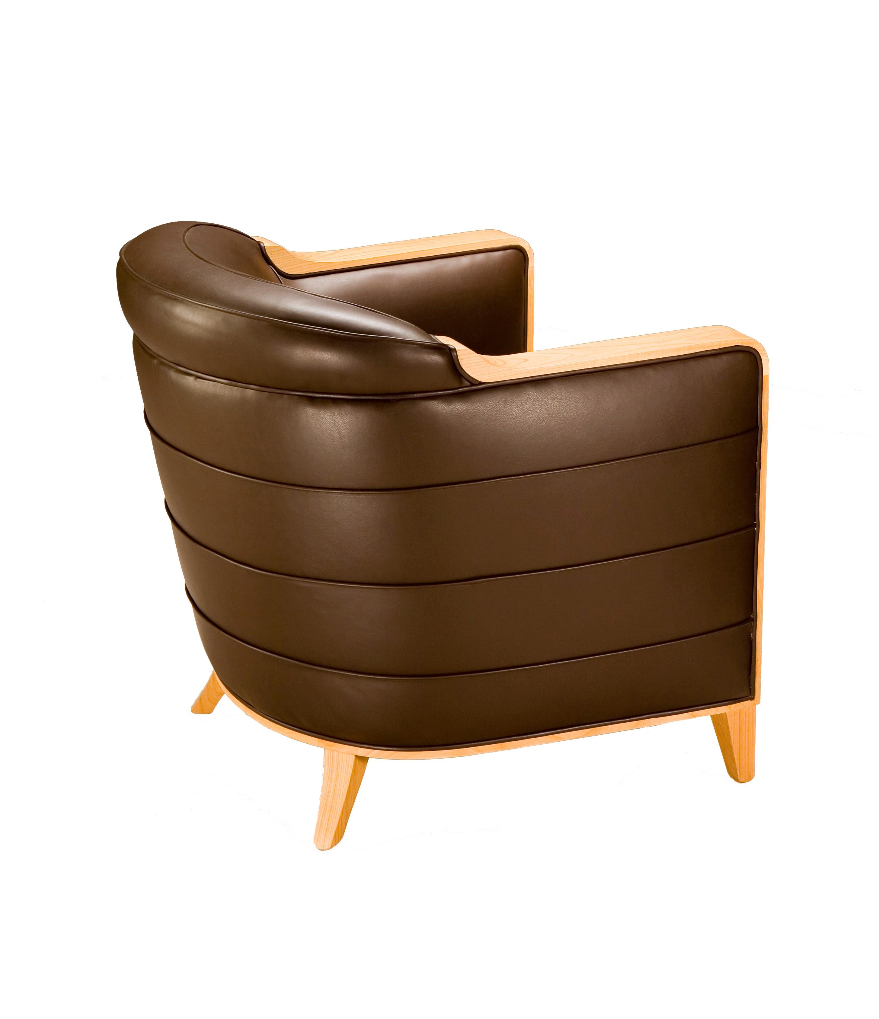 Upholstered armchair made of solid cherry wood.
Manufactured by Morelato.
 