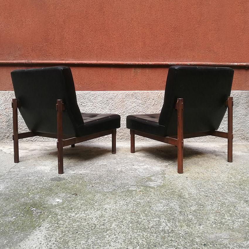 Mid-Century Modern Italian Wood and Leather Armchair Mod 869 by Ico Parisi for Cassina, Italy, 1950