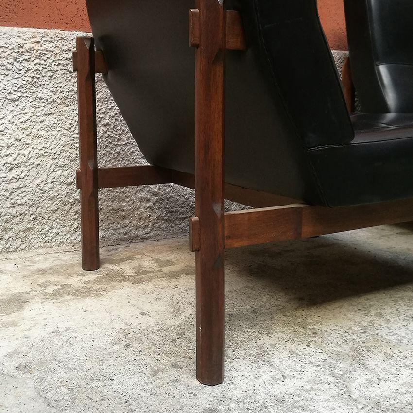Italian Wood and Leather Armchair Mod 869 by Ico Parisi for Cassina, Italy, 1950 In Good Condition In MIlano, IT