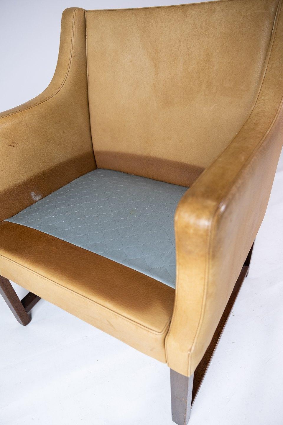 Armchair, Model 3246, Upholstered with Light Leather by Børge Mogensen, 1960s 1