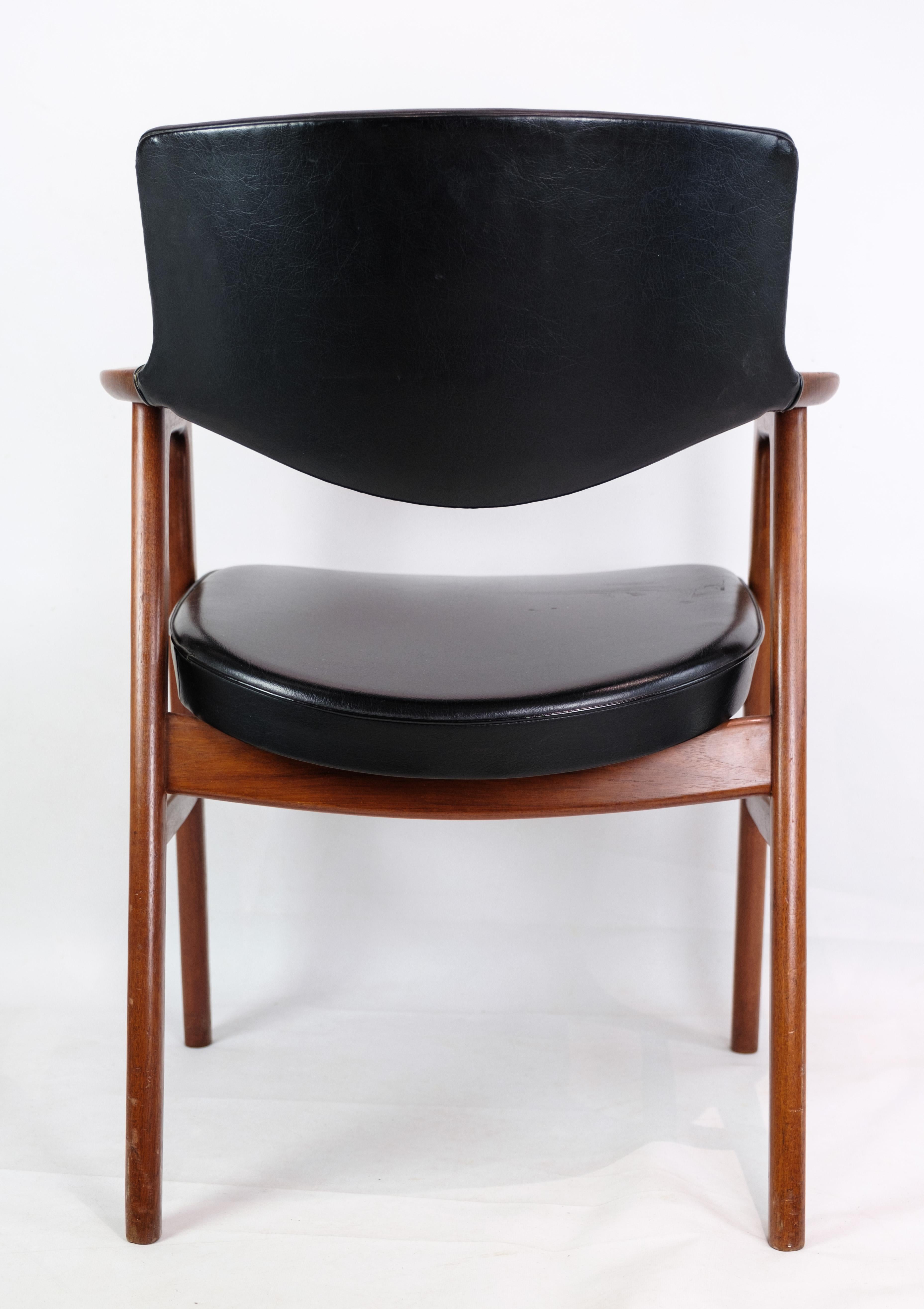 Leather Armchair, Model 43, Teak, Designed by Erik Kirkegaard, 1950