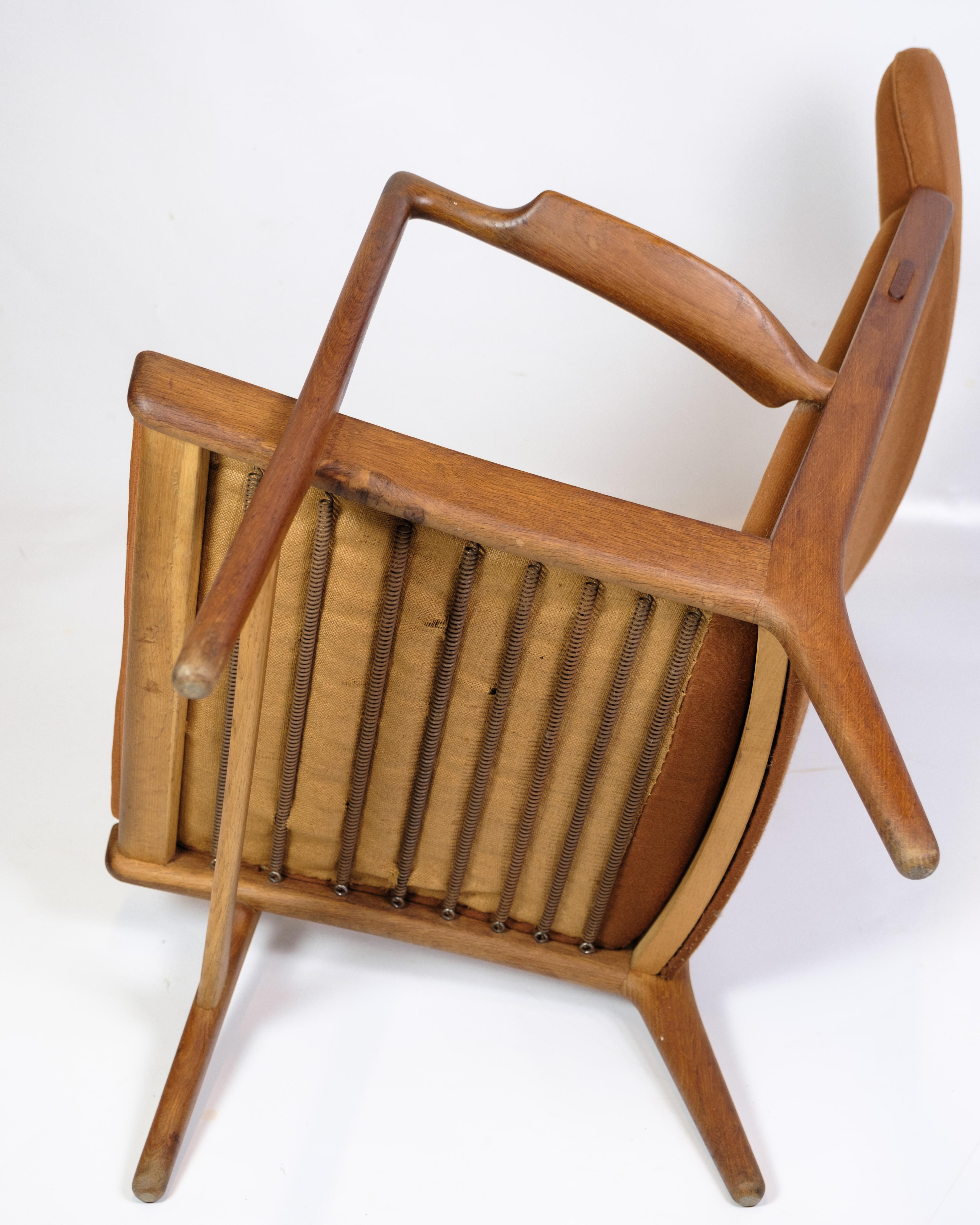 Fauteuil modèle AP 15 en Oak avec tissu orange par Hans J. Wegner des années 1950 en vente 3