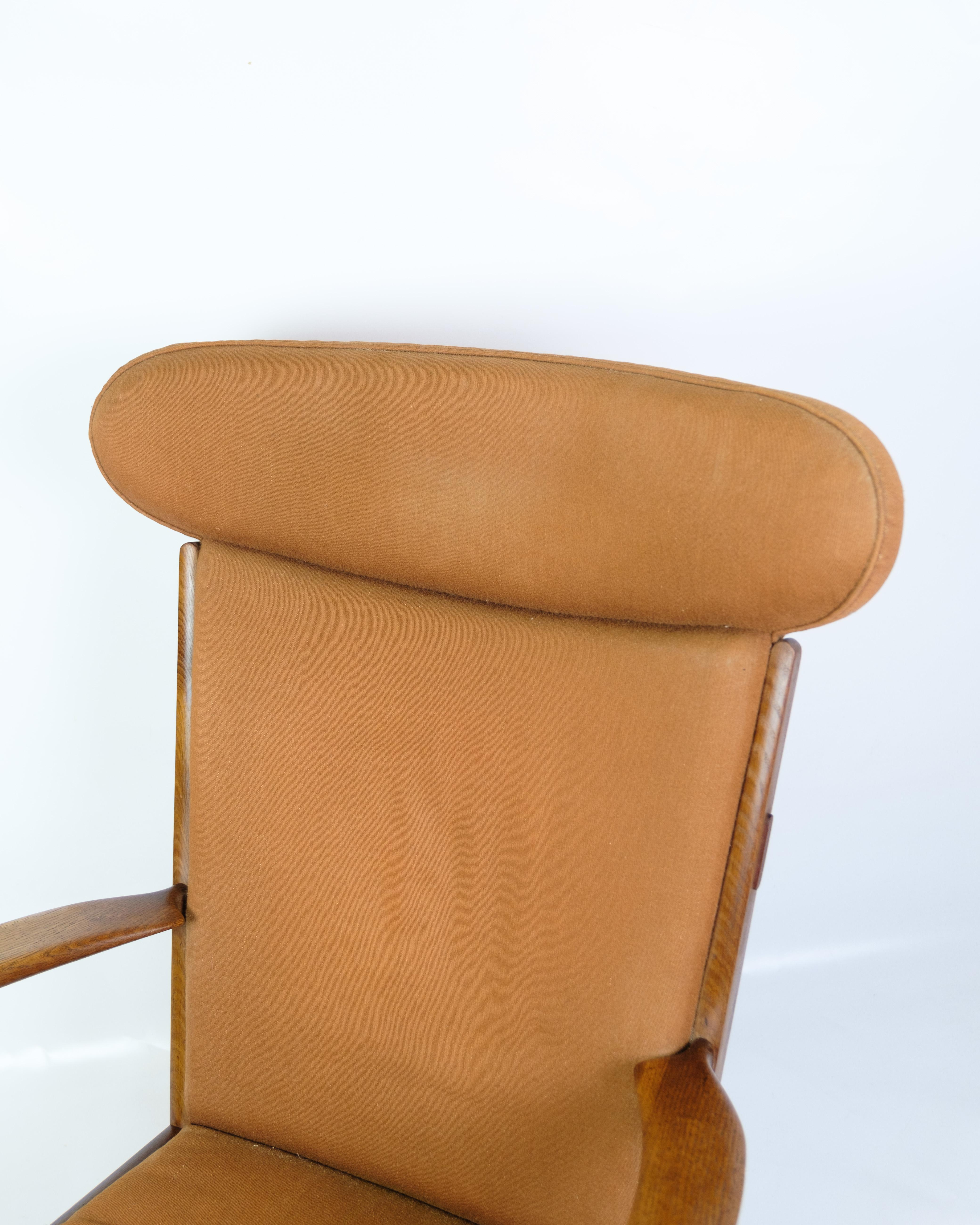 Fauteuil modèle AP 15 en Oak avec tissu orange par Hans J. Wegner des années 1950 en vente 6