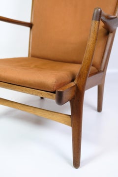 Armchair Model AP 15 Made In Oak With Orange Fabric By Hans J. Wegner From 1950s