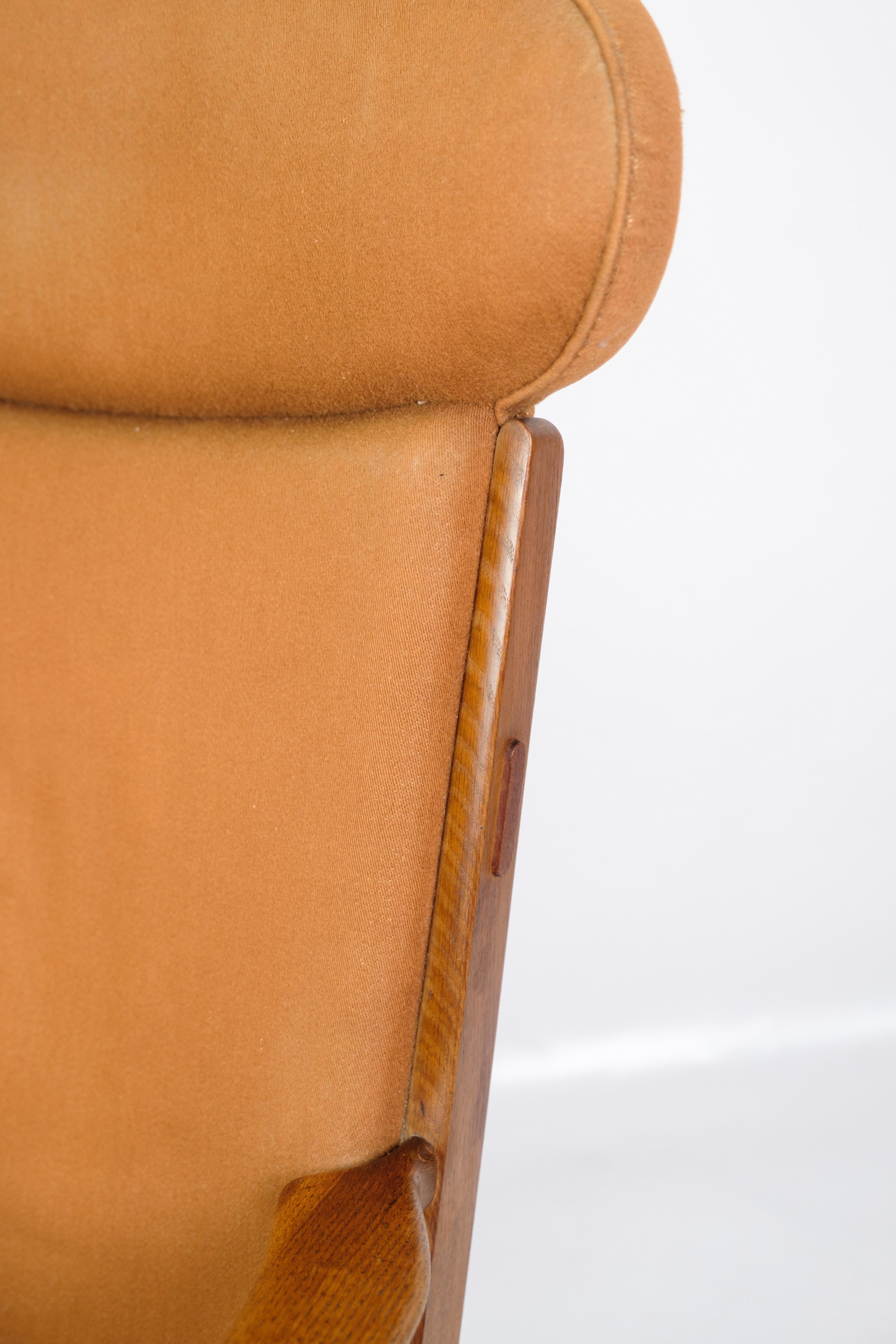 Fauteuil modèle AP 15 en Oak avec tissu orange par Hans J. Wegner des années 1950 Bon état - En vente à Lejre, DK