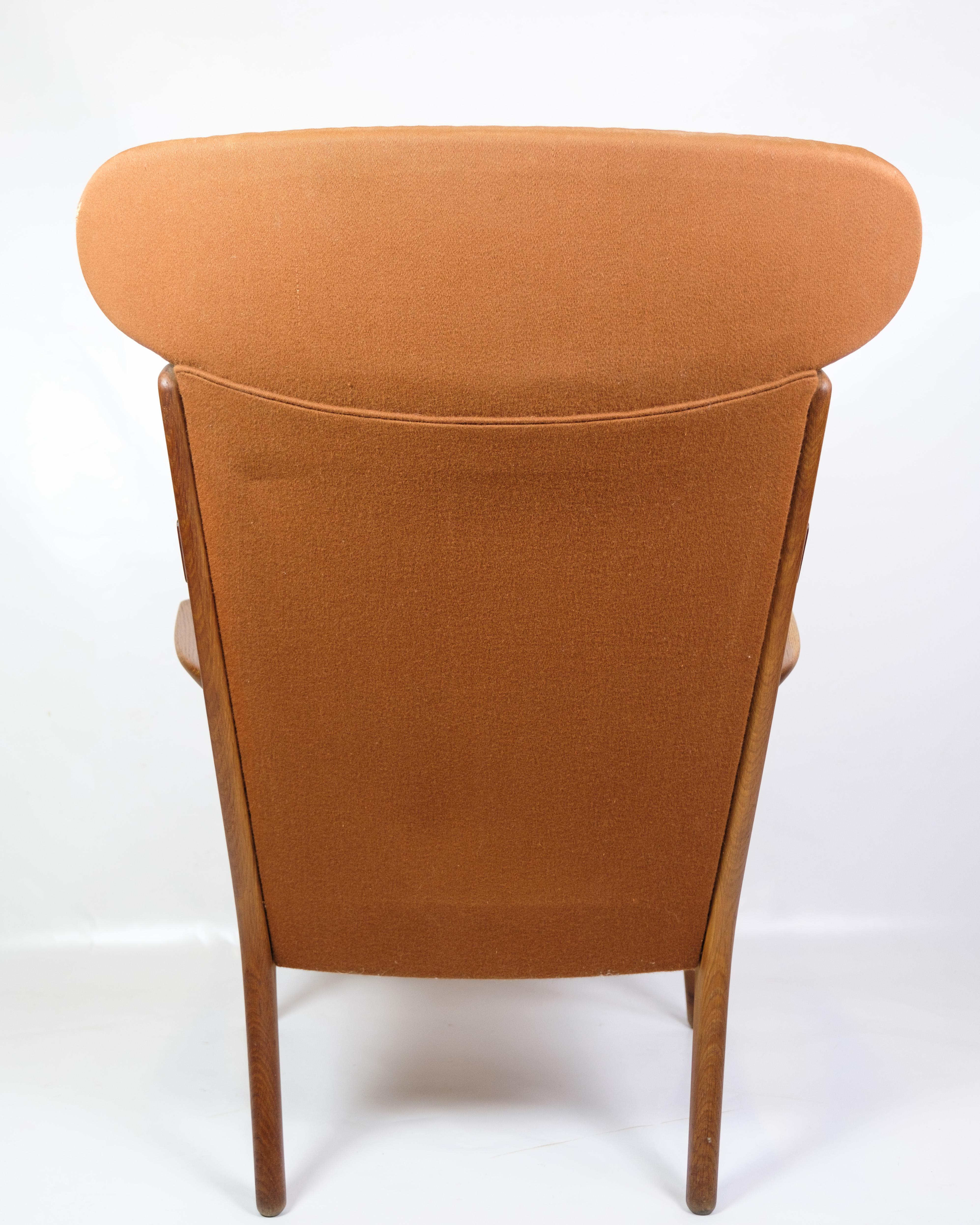 Fauteuil modèle AP 15 en Oak avec tissu orange par Hans J. Wegner des années 1950 en vente 2