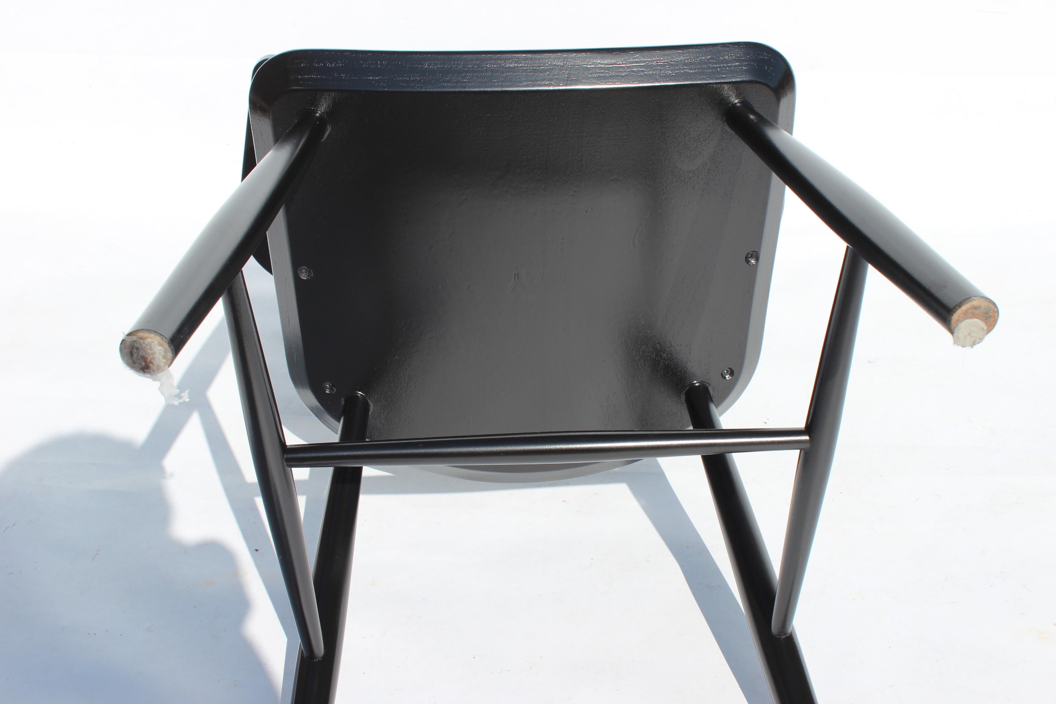 Mid-20th Century Armchair, Model J42, of Black Painted Beech Designed by Børge Mogensen