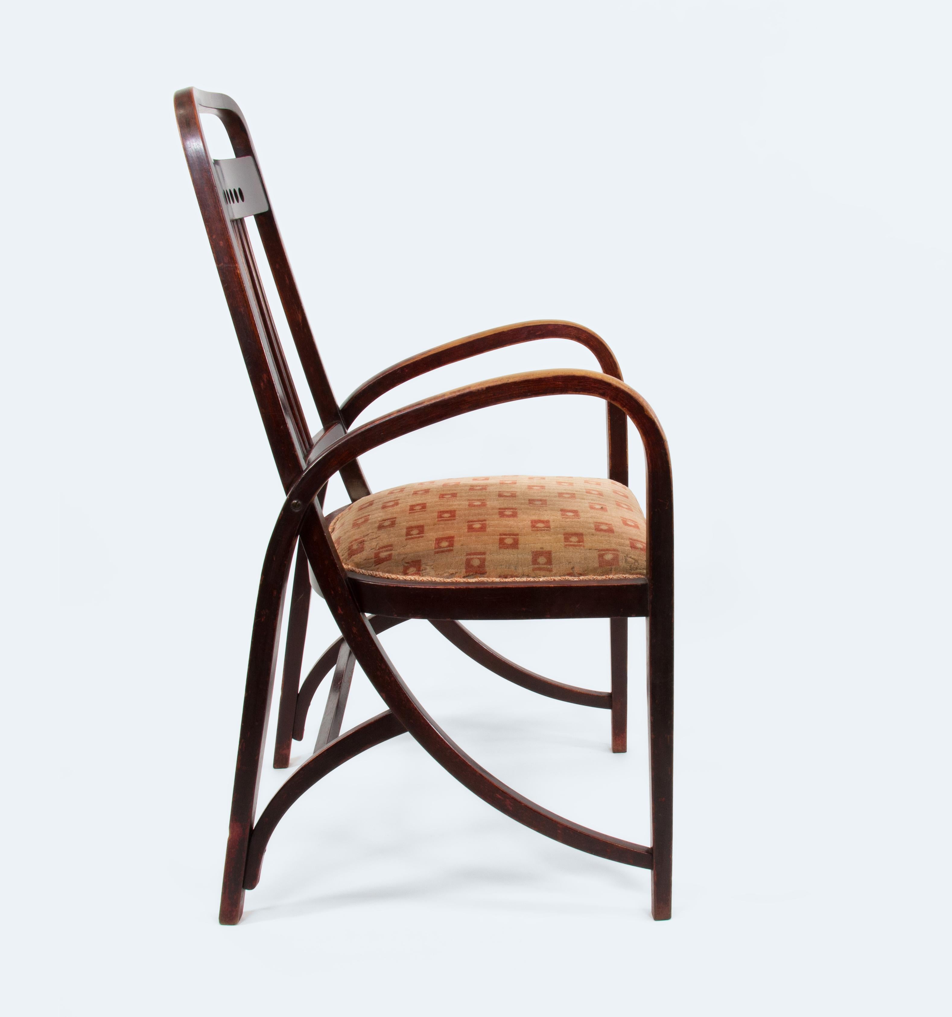 Sécession viennoise Fauteuil modèle n° 511 par Wiener Werkstätten pour Thonet à la manière d'un musée, 1904 en vente