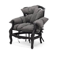 Fauteuil Mogg 7PILLOWS design Marcantonio - Structure noir / Tissu gris