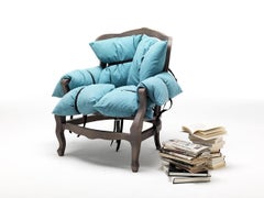 Sessel Mogg 7PILLOWS design Marcantonio - Struktur braun / Stoff hellblau