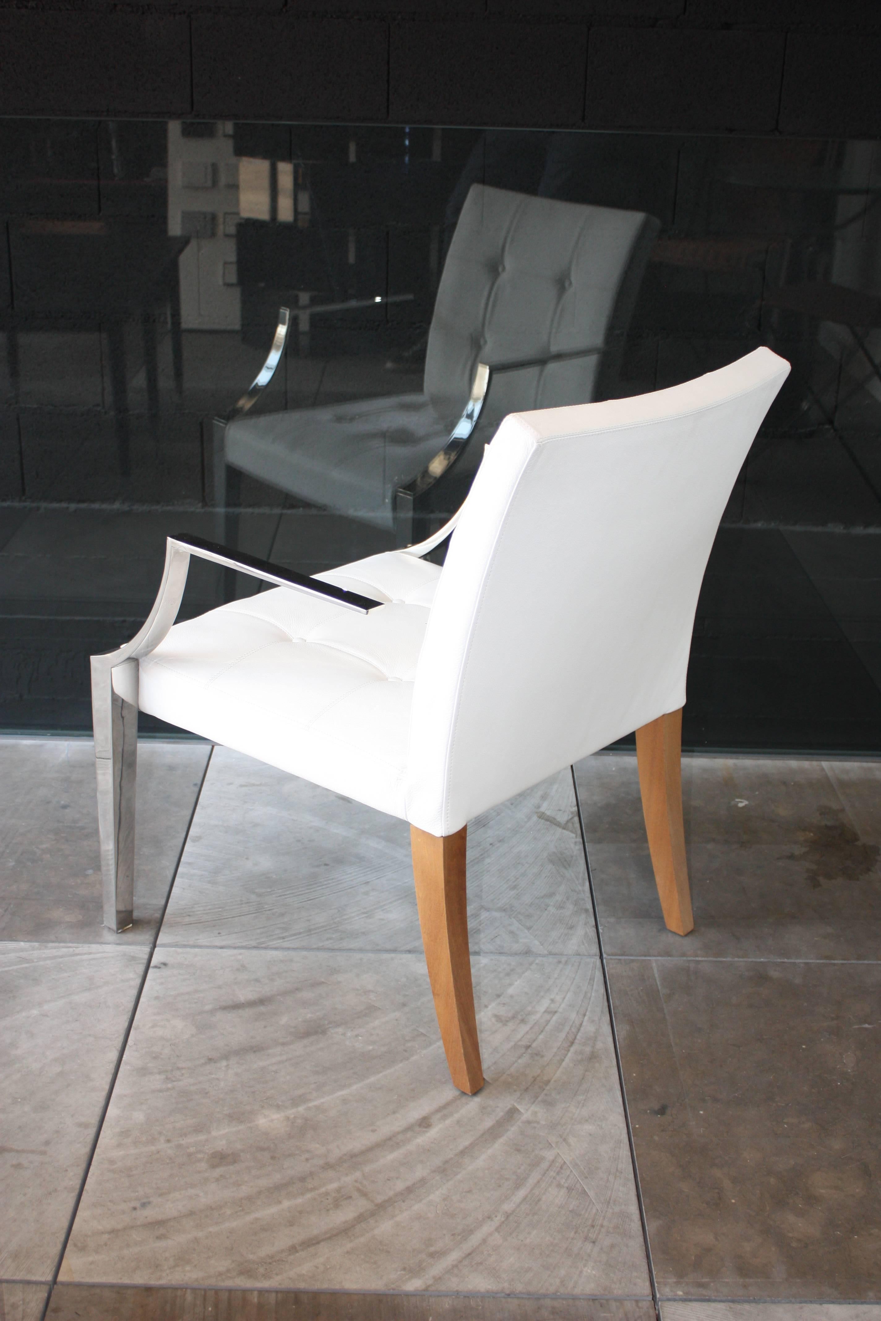 Post-Modern Armchair Monseigneur in White Leather Designed by Philippe Starck for Driade For Sale