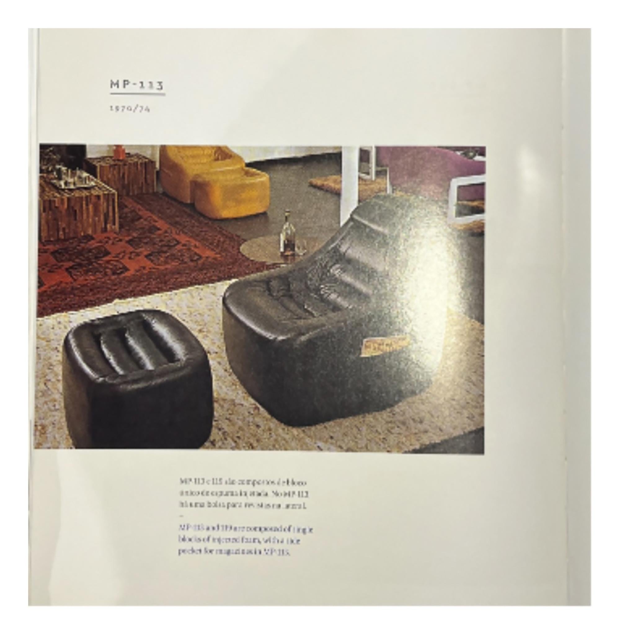 Fauteuil MP-113 avec pouf en faux cuir d'origine, vers 1970 en vente 6