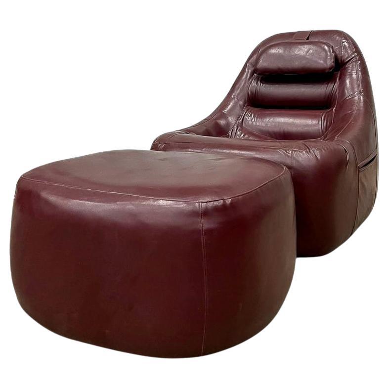Armchair MP-113 with Ottoman in Original Faux Leather, c. 1970s