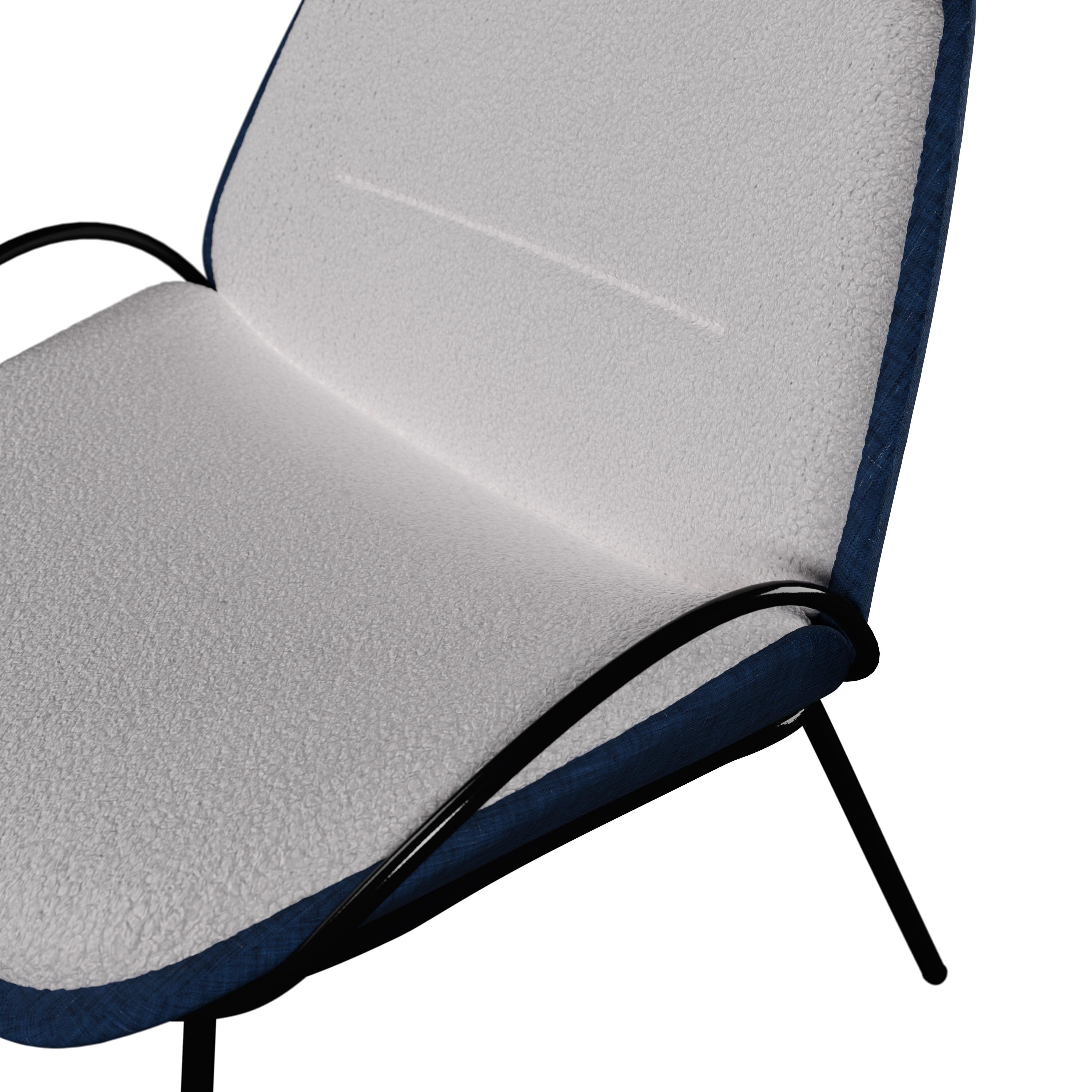 Ferronnerie Armchair Munch with half arm in fabric and boucle handcrafted by Murmurio en vente