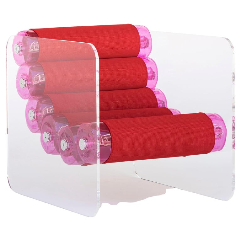 Armchair MW02 Pink Made to measure Sides in PMMA, Made in France