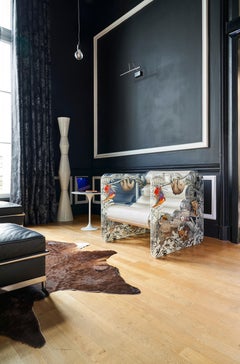 Sillón de diseño Mw02 "Jungla", hecho a mano en Francia, diseñado por Olivier Santini