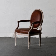 Armchair Neoclassical French White Signed Chevigny France