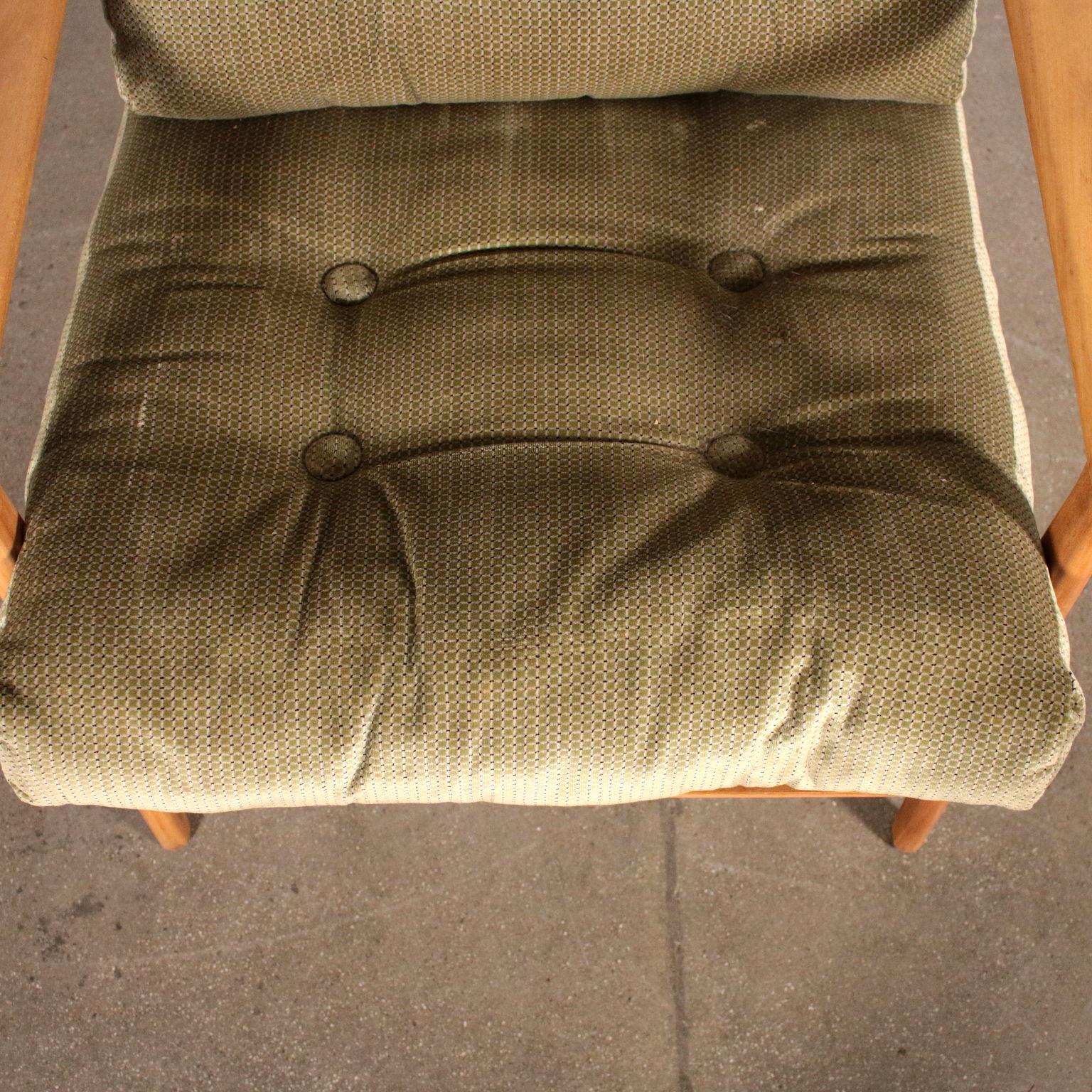 Mid-Century Modern Armchair Nordic Style Velvet Upholstery Vintage, Italy, 1960s