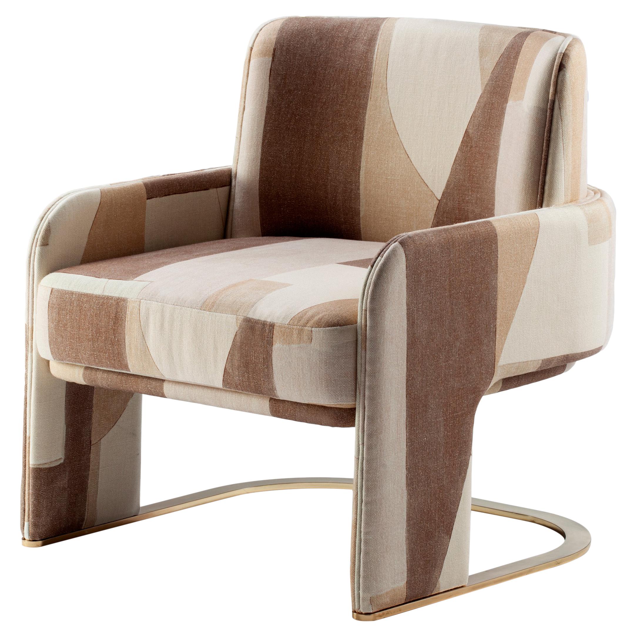 DOOQ Armchair Odisseia with Kelly Wearstler's District Fabric and Brass