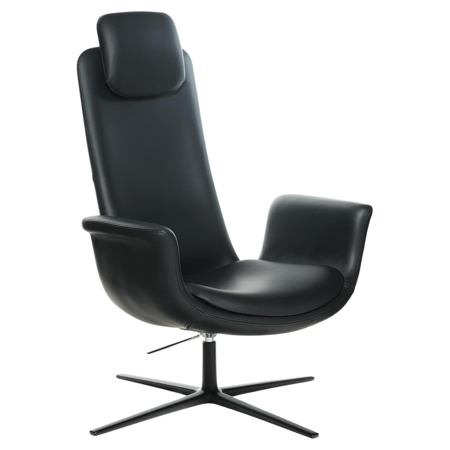 Armchair Office or Club Chair  "Odyssey" black leather fabric by Eugeni Quitllet For Sale