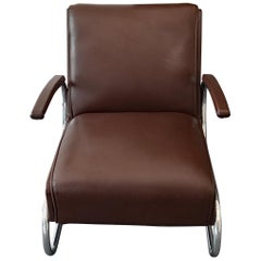 Armchair or Cantilever Tubular Steel Brown Leather from Mücke Melder, 1930s
