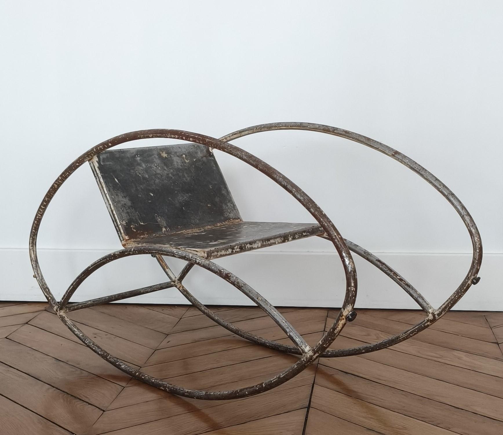 French Armchair or rocking chair by Jean Michel Sanejouan - Atelier A, MMM 1970s France For Sale