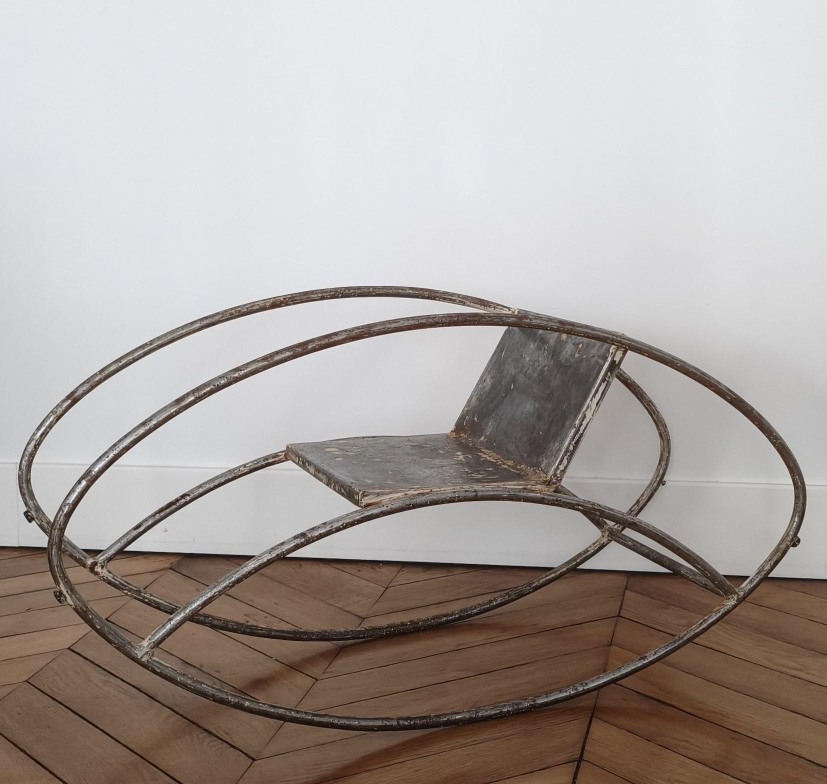 Armchair or rocking chair by Jean Michel Sanejouan - Atelier A, MMM 1970s France In Fair Condition For Sale In Paris, FR