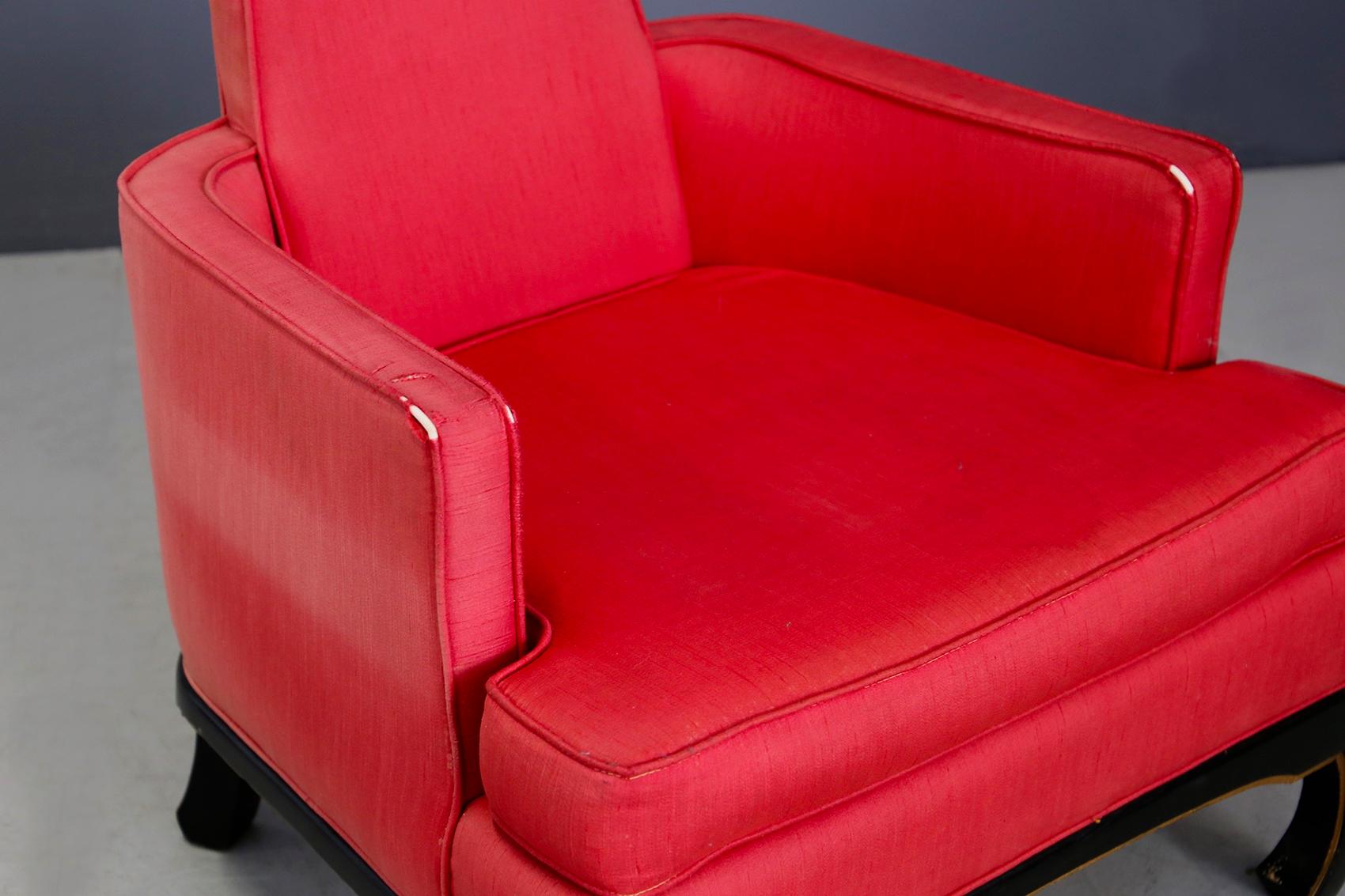 Armchair Oriental Style by Norman Fox MacGregor in Red Fabric, 1950s 3