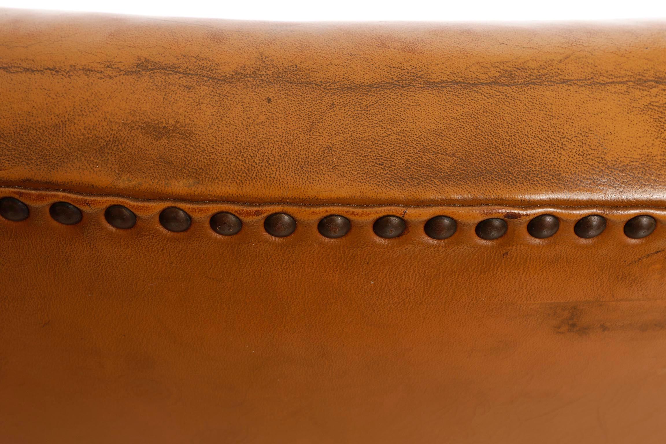 Armchair, Patinated Cognac Leather Wood, Austria, 1950s For Sale 4