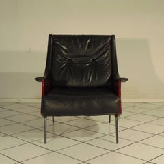 Fauteuil "Pipa" en palissandre et cuir noir de Carlo De Carli Sormani, Italie, 1965