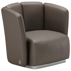 Fauteuil en cuir Nabuk et base en métal