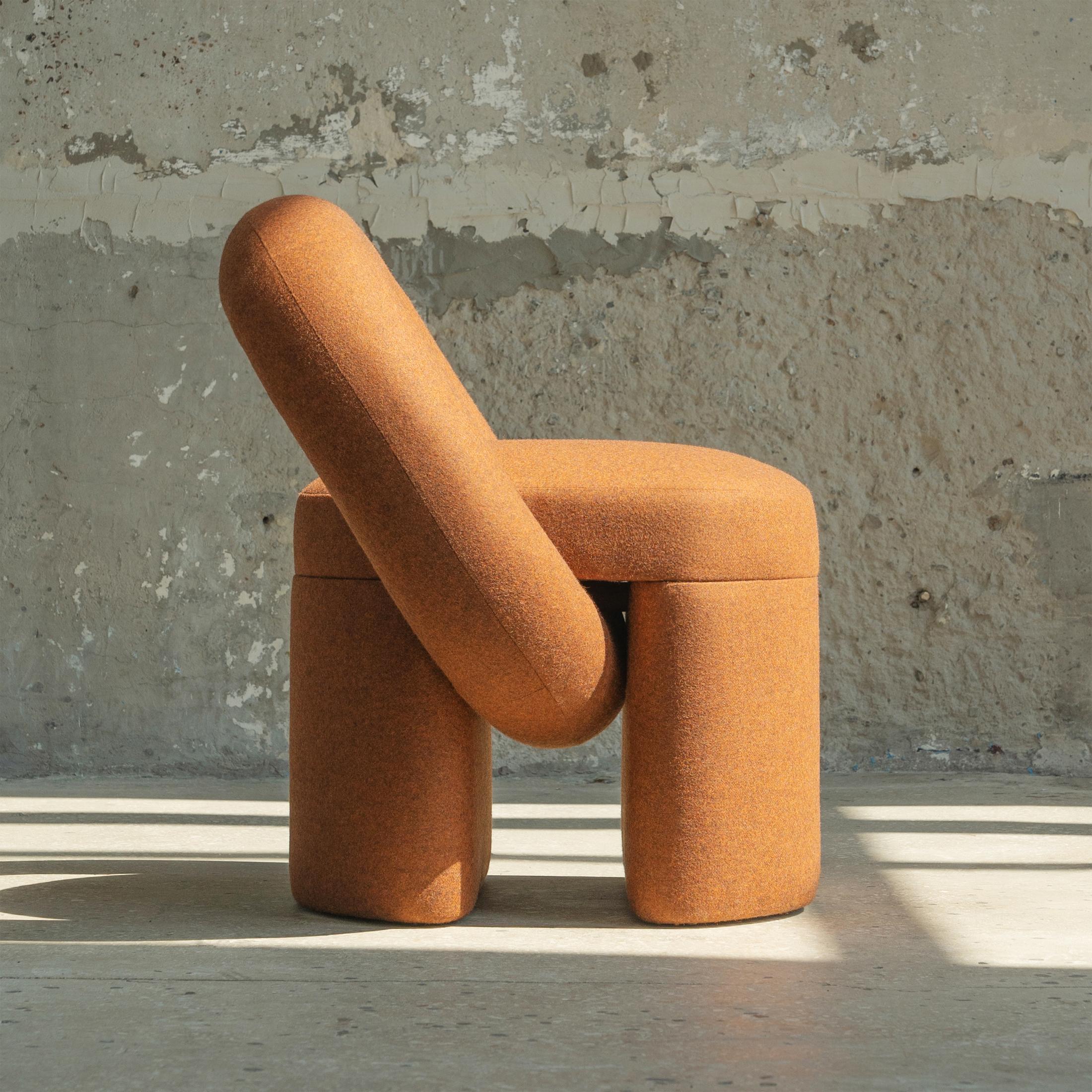 Ukrainian Armchair Play by WOO, Fabric Upholstered Sculptural Chair, Minimalist Lounge For Sale
