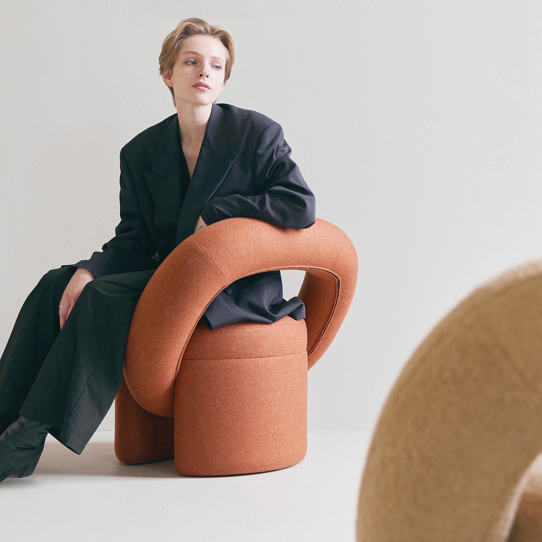 Contemporary Armchair Play by WOO, Fabric Upholstered Sculptural Chair, Minimalist Lounge For Sale