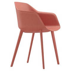 Poltrona Poly in plastica rinforzata rosa salmone per interni dal design moderno