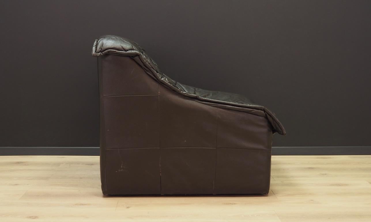 Late 20th Century Armchair Retro 1970s Brown Leather Vintage For Sale