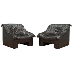 Armchair Retro 1970s Brown Leather Vintage