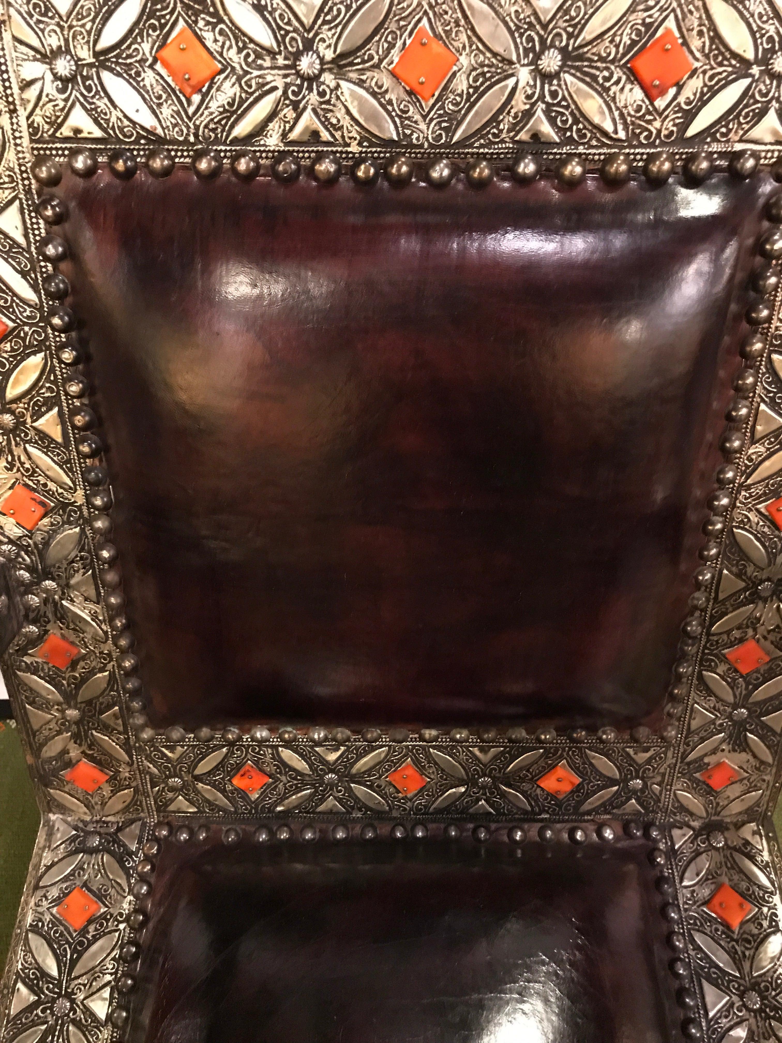 Armchair Royal Style Camel Bone, Leather and Brass Inlay 1
