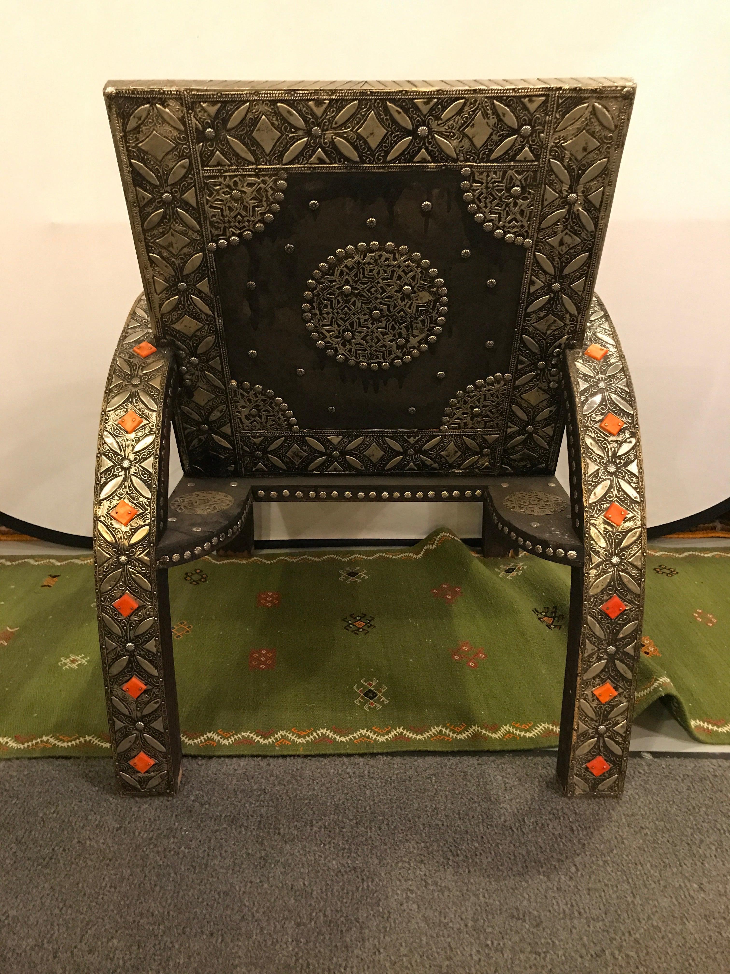 Armchair Royal Style Camel Bone, Leather and Brass Inlay 2