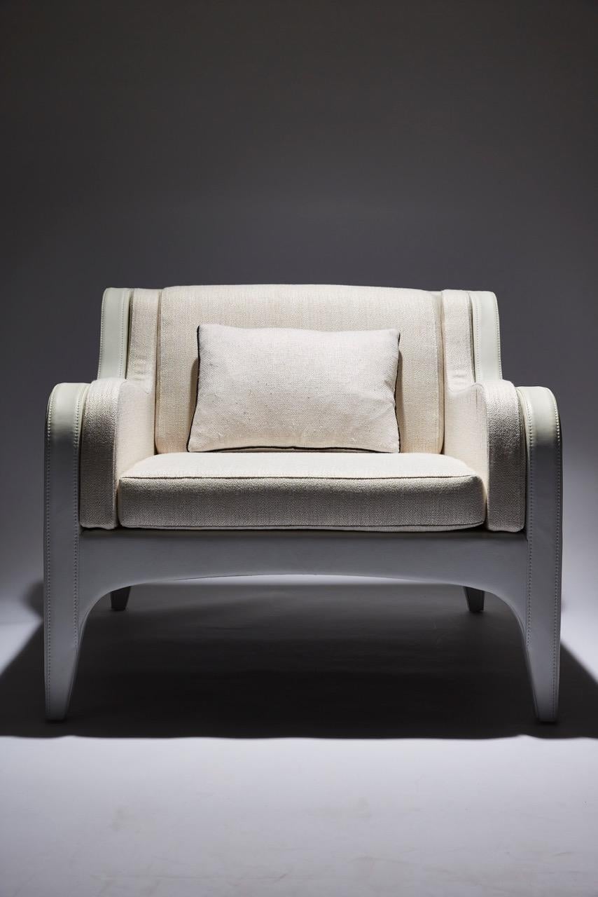 Armchair SEASON by Reda Amalou Design - White Leather For Sale 4