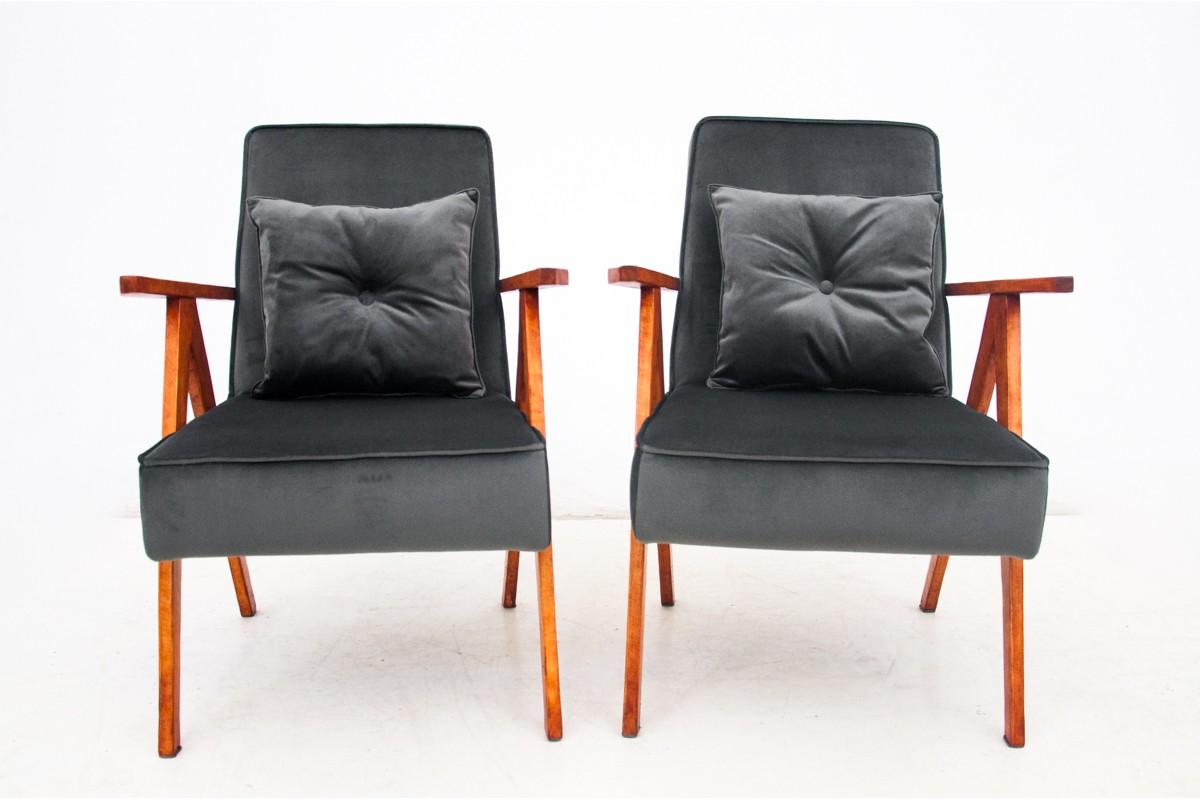 Mid-Century Modern Armchair Set, Poland, 1960s For Sale