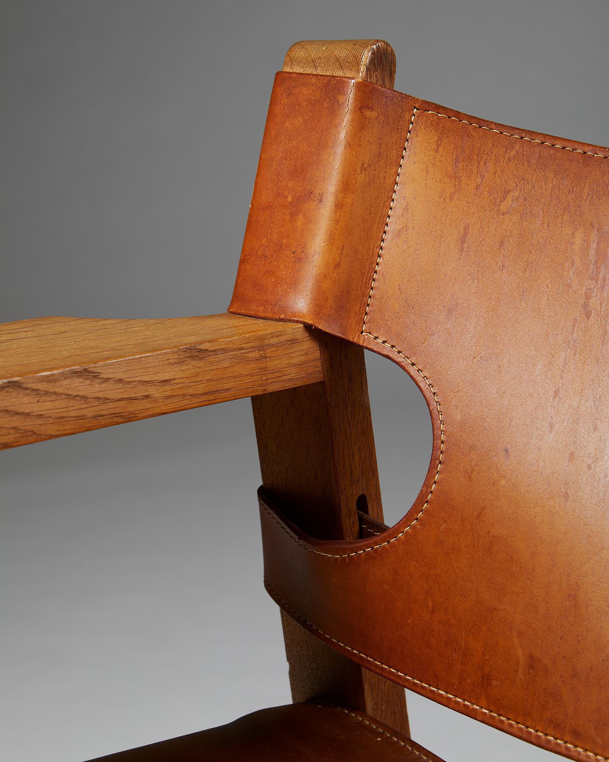 Mid-20th Century Armchair “Spanish” Designed by Börge Mogensen for Fredericia Stolefabrik