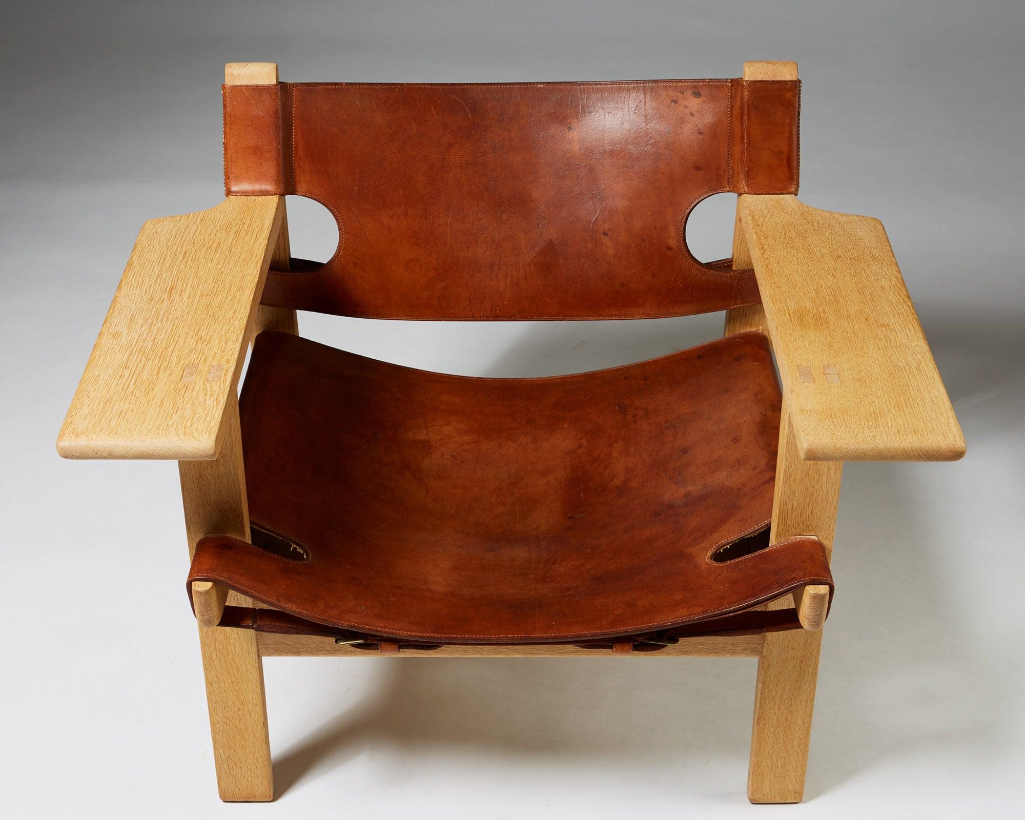 Armchair “Spanish” Designed by Børge Mogensen for Erhard Rasmussen, Denmark In Good Condition In Stockholm, SE