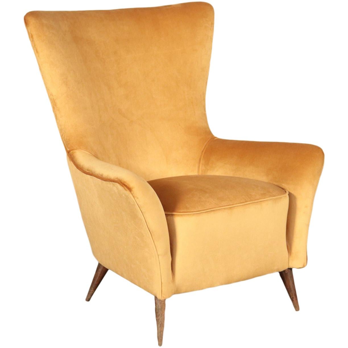 Armchair Springs Velvet, Italy, 1950s
