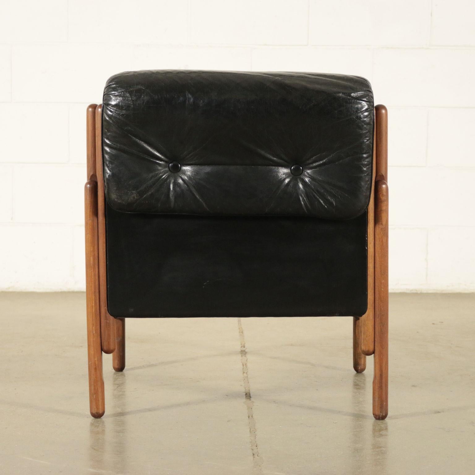 Armchair Stained Beech Foam Leatherette, Italy, 1960s 2