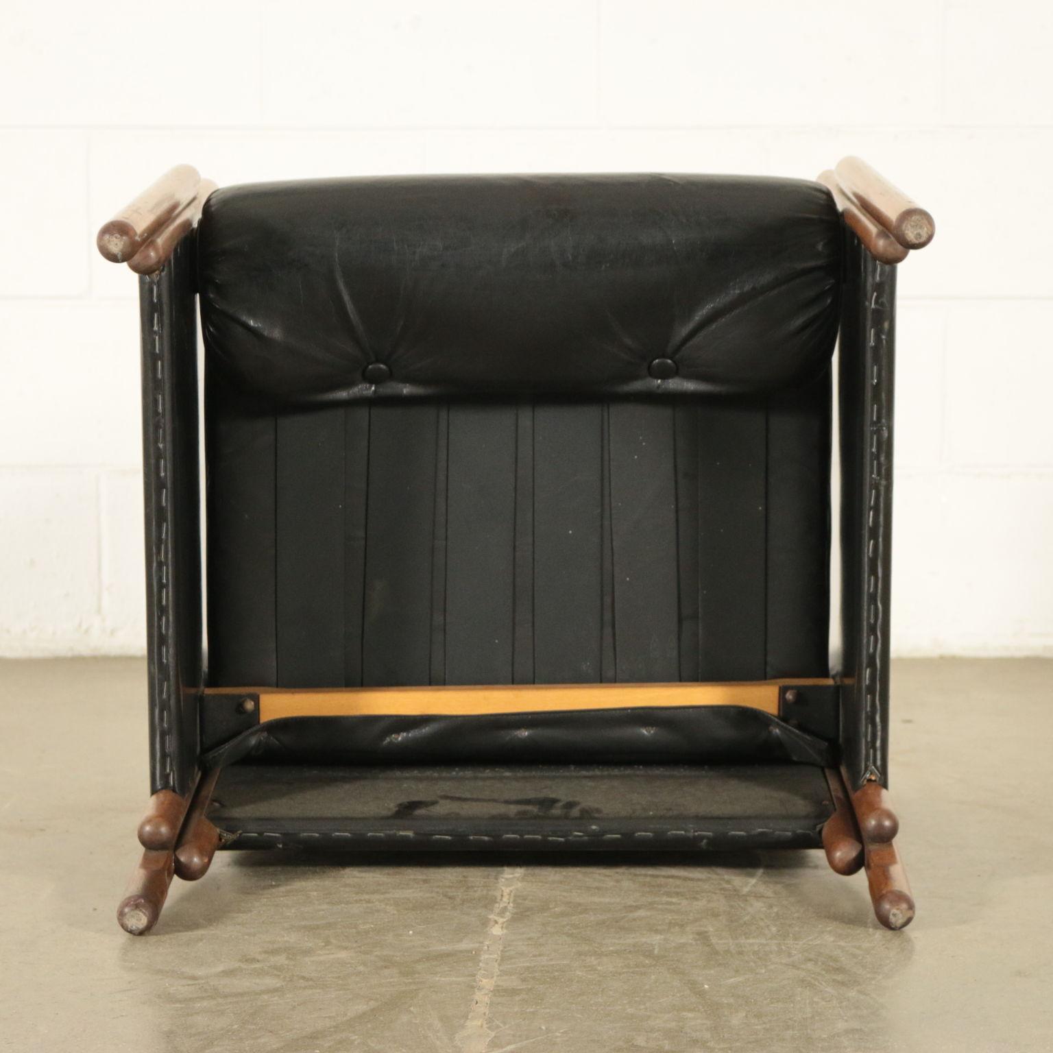 Armchair Stained Beech Foam Leatherette, Italy, 1960s 3