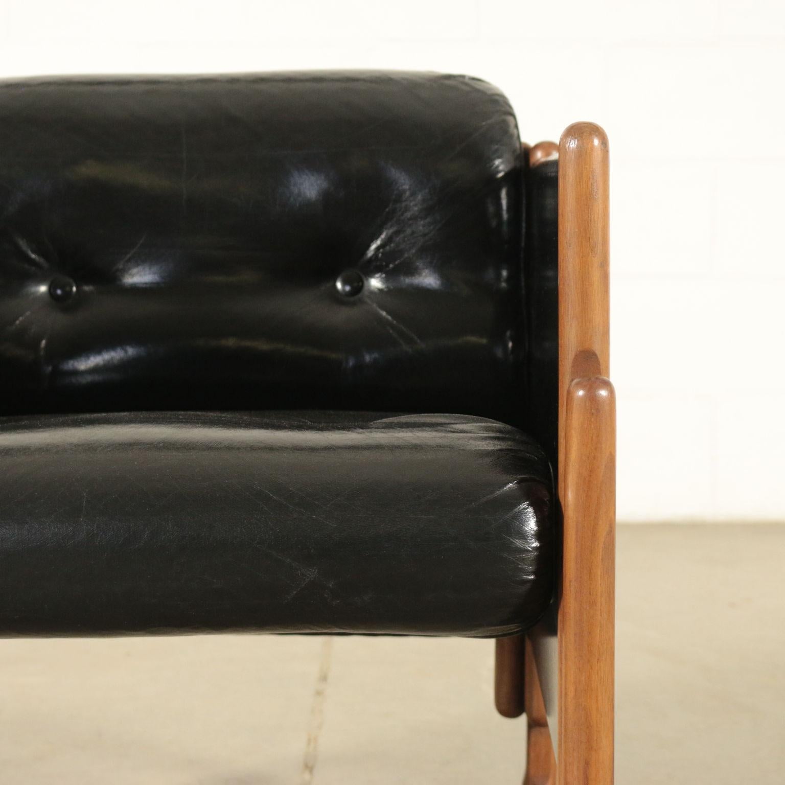 Armchair Stained Beech Foam Leatherette, Italy, 1960s In Good Condition In Milano, IT
