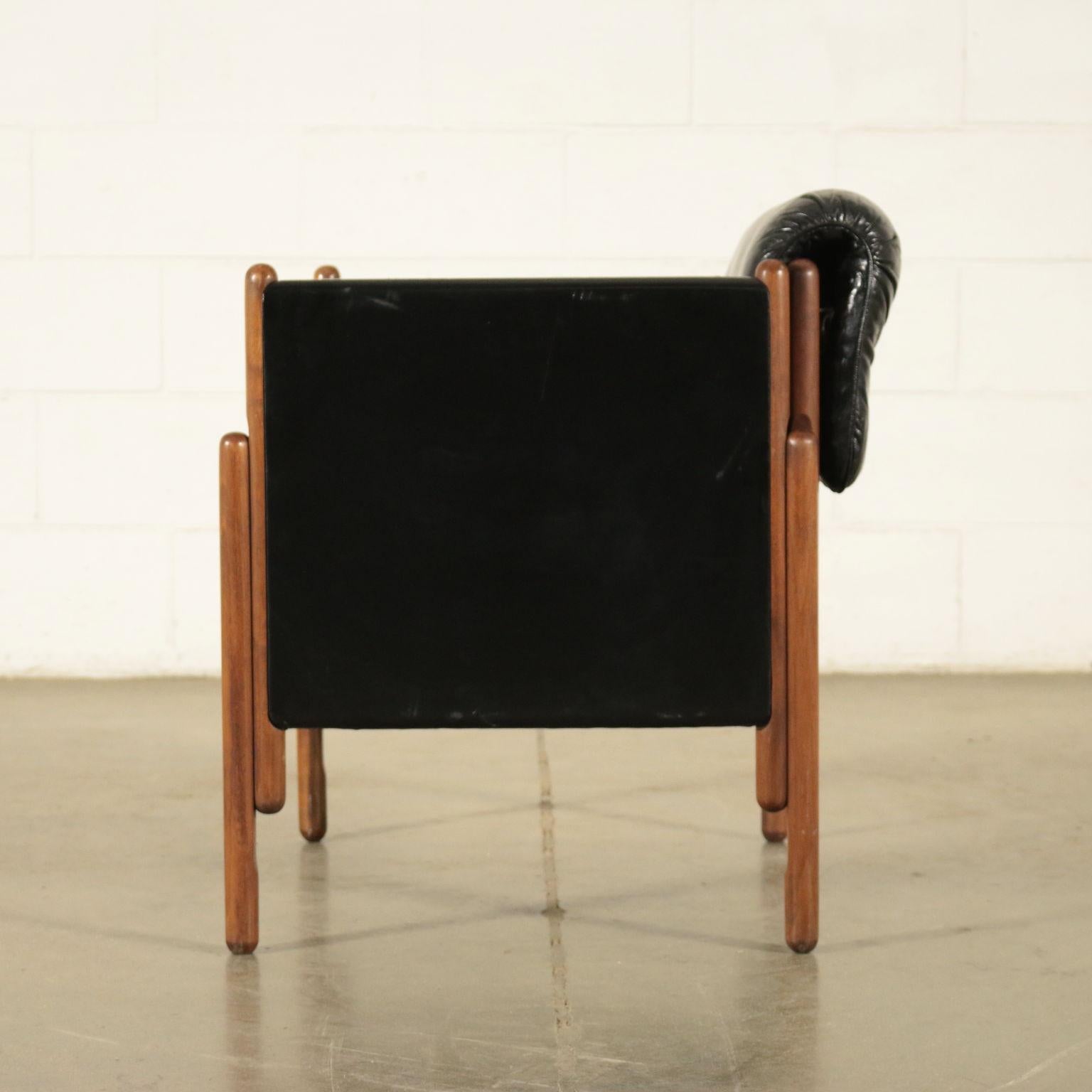 Armchair Stained Beech Foam Leatherette, Italy, 1960s 1