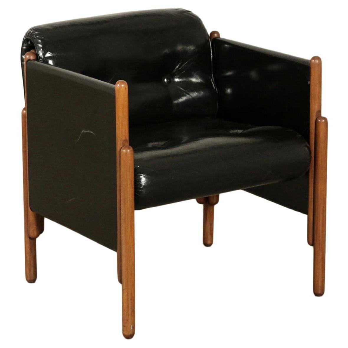 Armchair Stained Beech Foam Leatherette, Italy, 1960s
