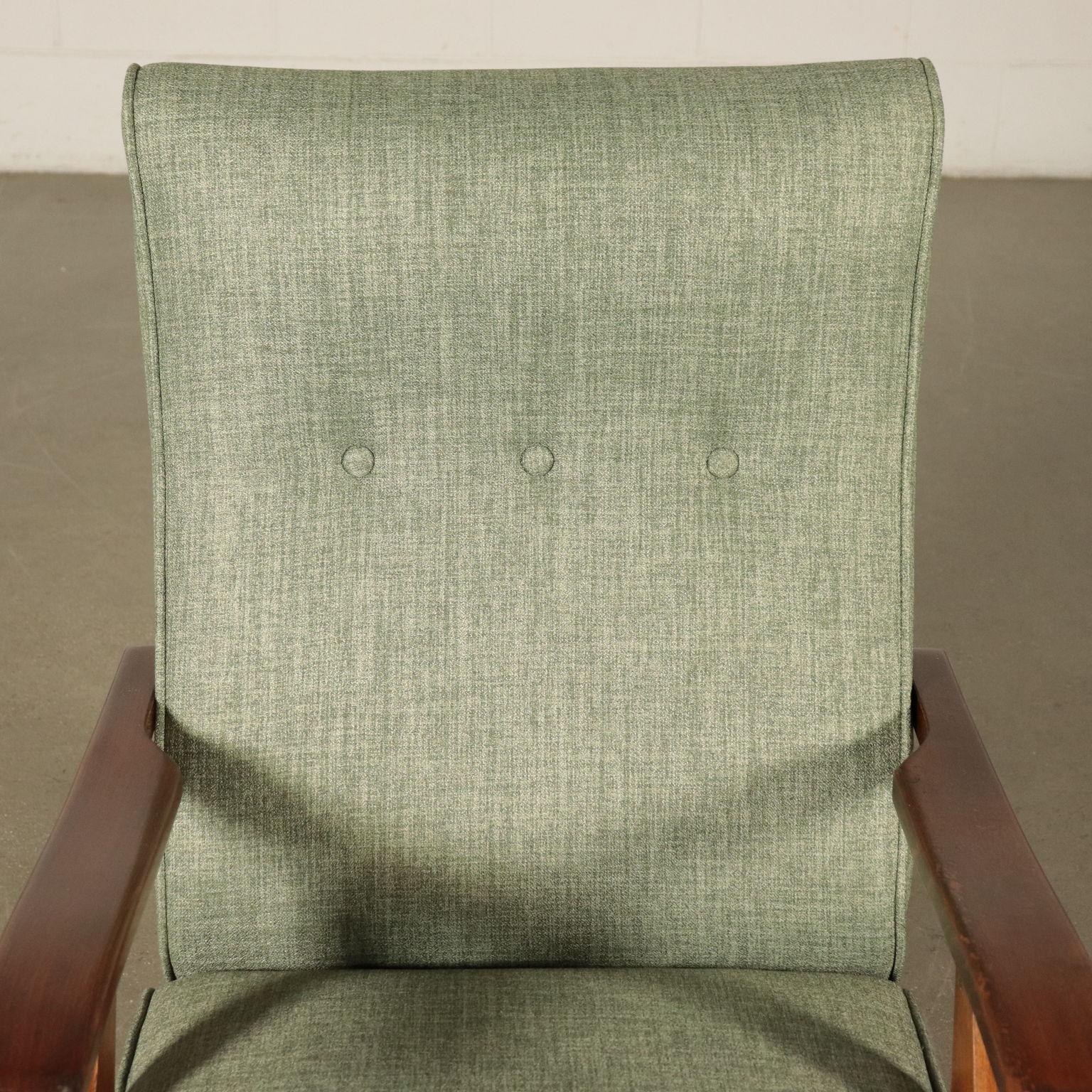 Armchair Stained Beechwood Foam Fabric, Italy, 1950s-1960s In Excellent Condition In Milano, IT