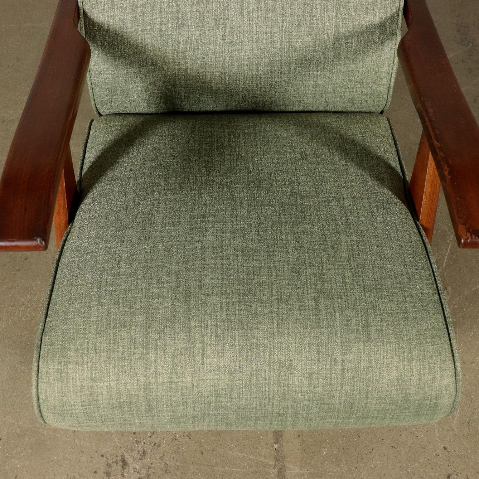 20th Century Armchair Stained Beechwood Foam Fabric, Italy, 1950s-1960s